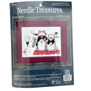 Cross Stitch kit,‎ Needle Treasures Counted Dinner Is Served Cats Waiters NEW